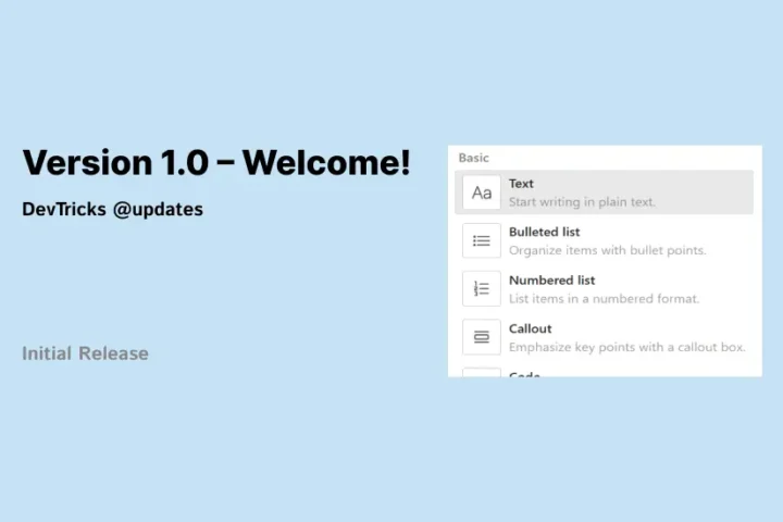 Welcome! – What’s new in DevTricks v1.0