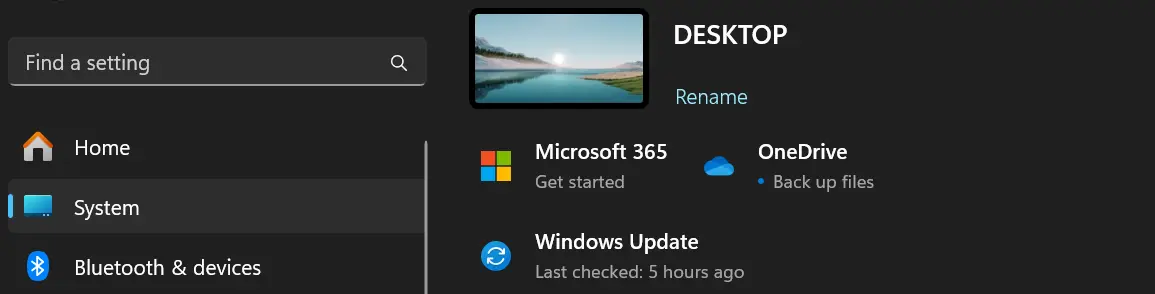 Windows Settings